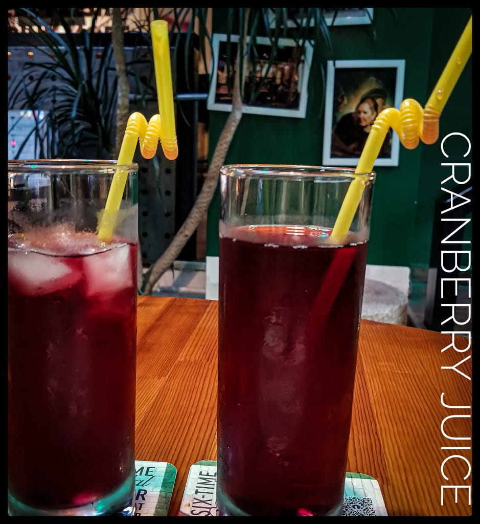 Cranberry juice at Ganges Indian Restaurant